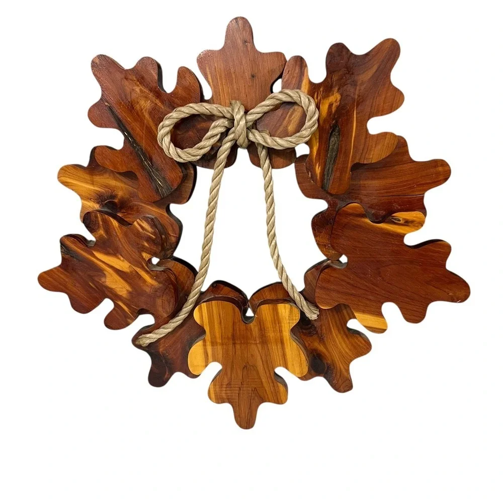 Rustic Wooden Oak Leaf Wreath Wall Decor Cottagecore‎ Farmhouse Holiday
